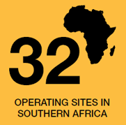 32 operating sites in Southern Africa)